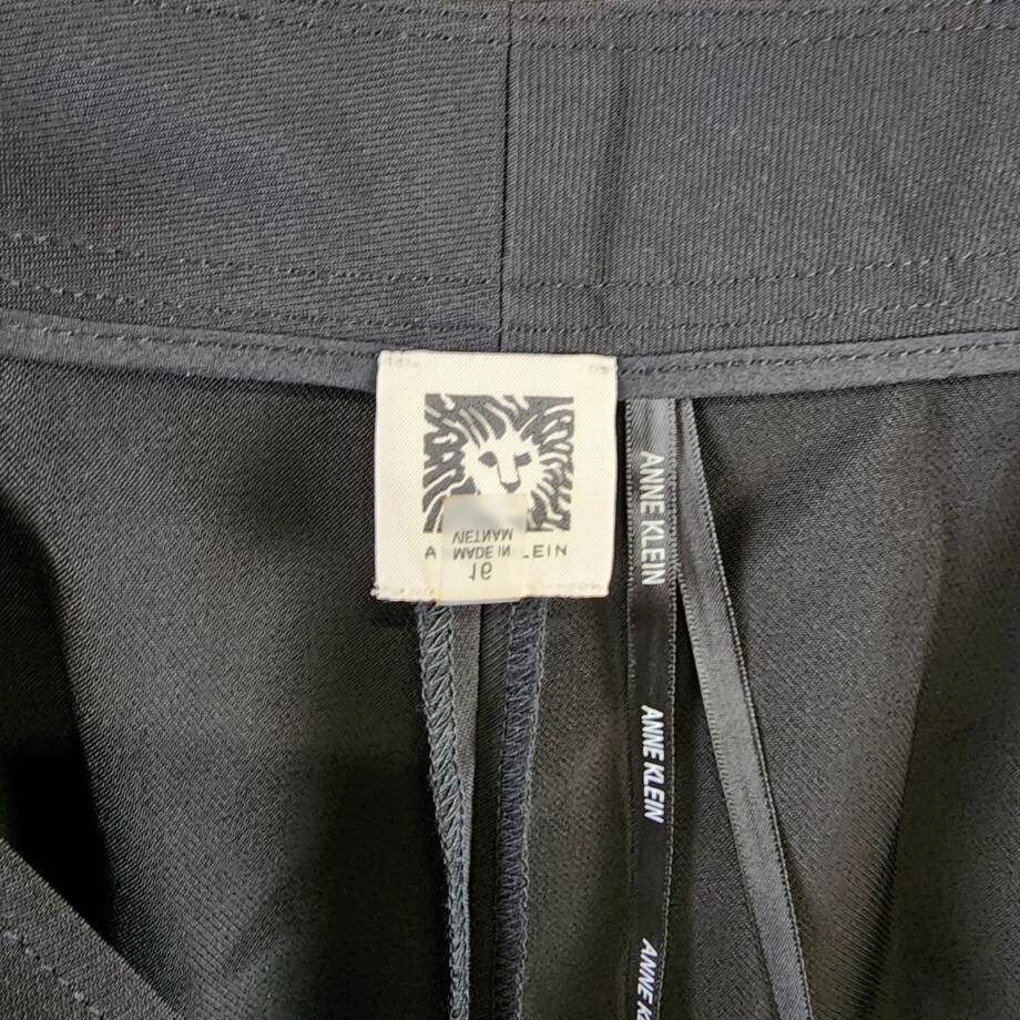 Anne Klein Slim-Leg Ankle Pants Women's 16 Black Extended Tab W/ Zip Fly Closure