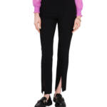 1.STATE Straight Leg Front Slit Ankle Pants Women's 8 Rich Black Pull On Style