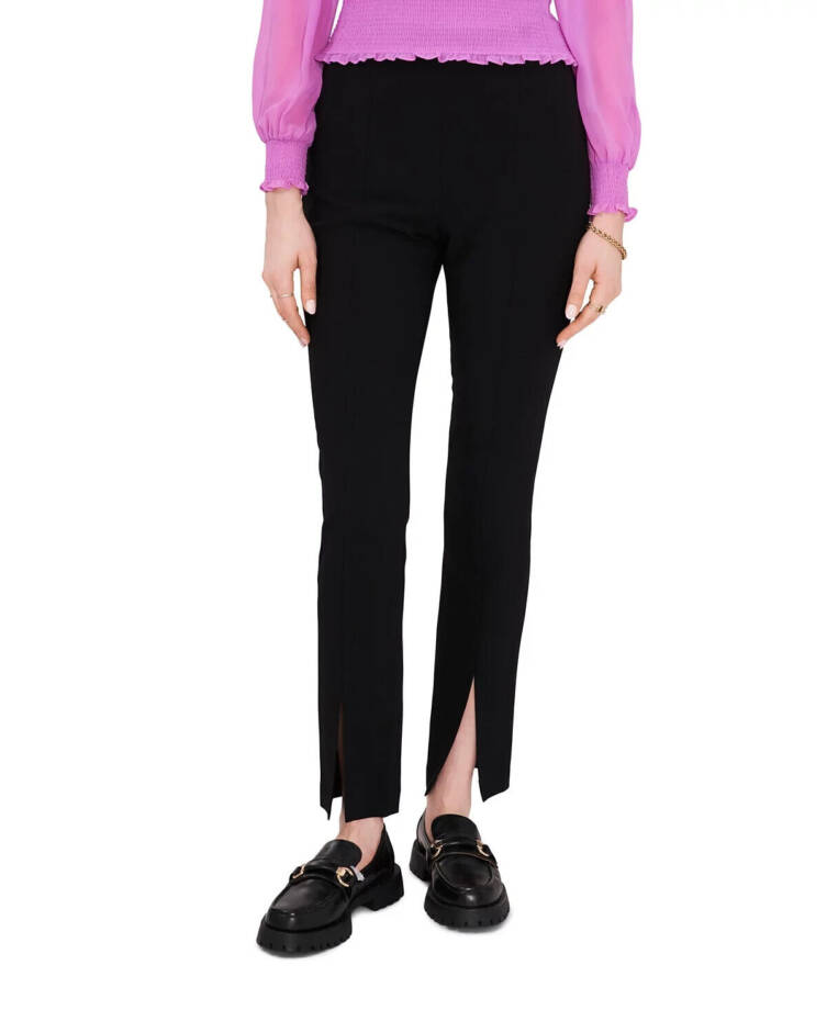 1.STATE Straight Leg Front Slit Ankle Pants Women's 8 Rich Black Pull On Style