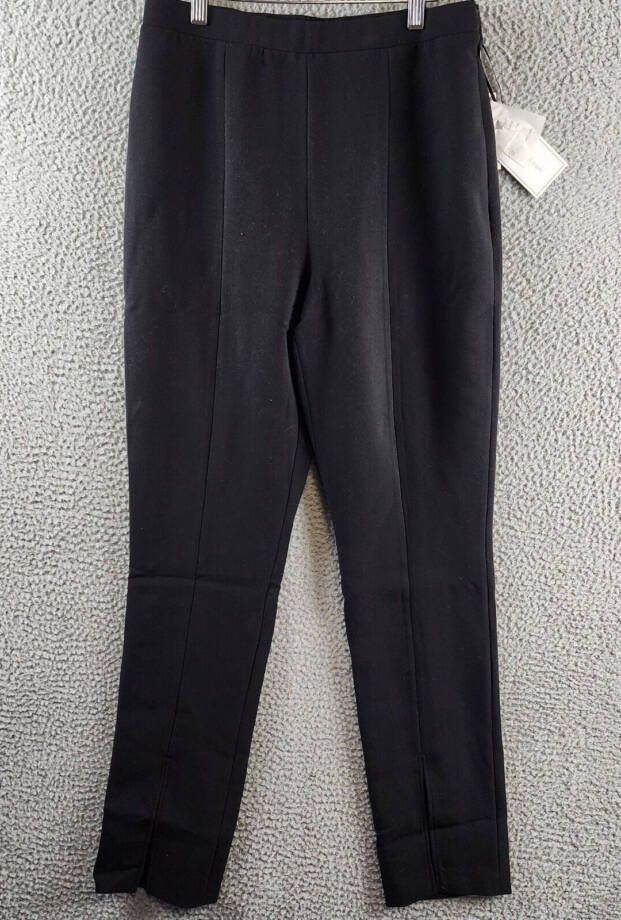 1.STATE Straight Leg Front Slit Ankle Pants Women's 8 Rich Black Pull On Style