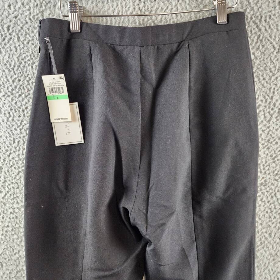 1.STATE Straight Leg Front Slit Ankle Pants Women's 8 Rich Black Pull On Style