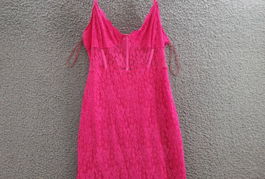 AQUA Lace Corset Slip Dress Women's XL Pink Sweetheart Neck Side Zip Closure