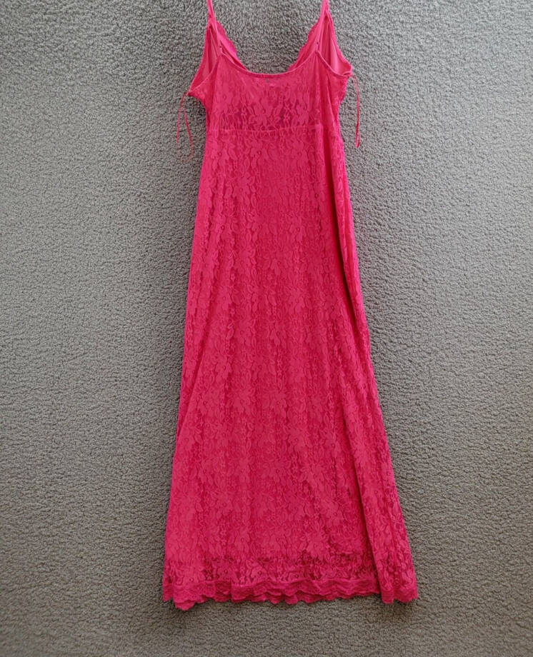 AQUA Lace Corset Slip Dress Women's XL Pink Sweetheart Neck Side Zip Closure