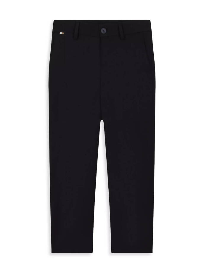 BOSS Ceremony Wool-Blend Pants Boys' 12 Black Side Pockets Button Zip Closure