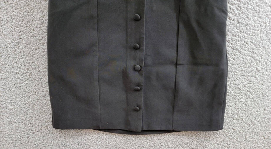 AQUA Halter Mini Dress Women's S Black Welt Pockets Faux Button Front Side Zip