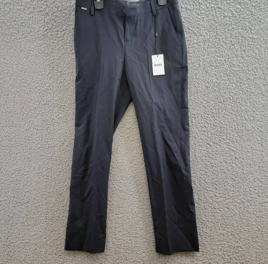 BOSS Ceremony Wool-Blend Pants Boys' 12 Black Side Pockets Button Zip Closure