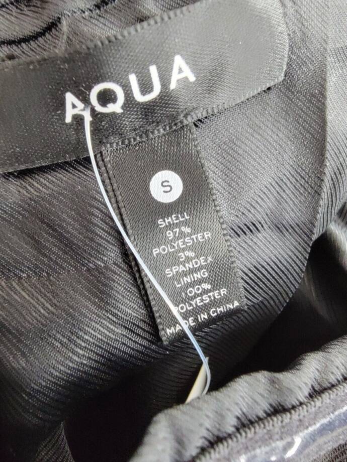 AQUA Halter Mini Dress Women's S Black Welt Pockets Faux Button Front Side Zip