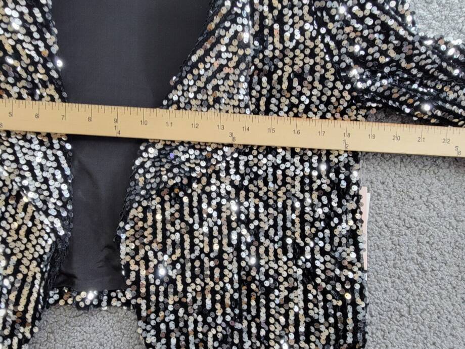 AQUA Velvet Sequin Open Jacket Women's M Black Shawl Collar Long Sleeve Pull On