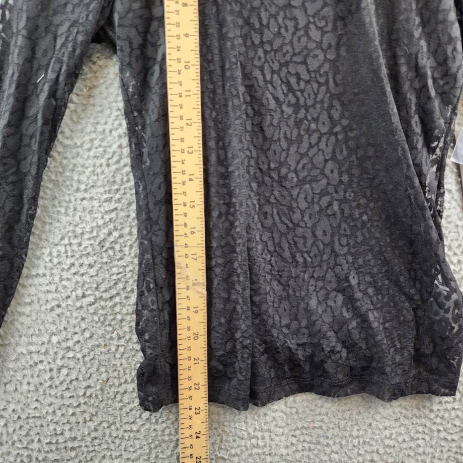 VINCE CAMUTO Mock Neck Long Sleeve Mesh Top Women's XS Black Button Back Closure