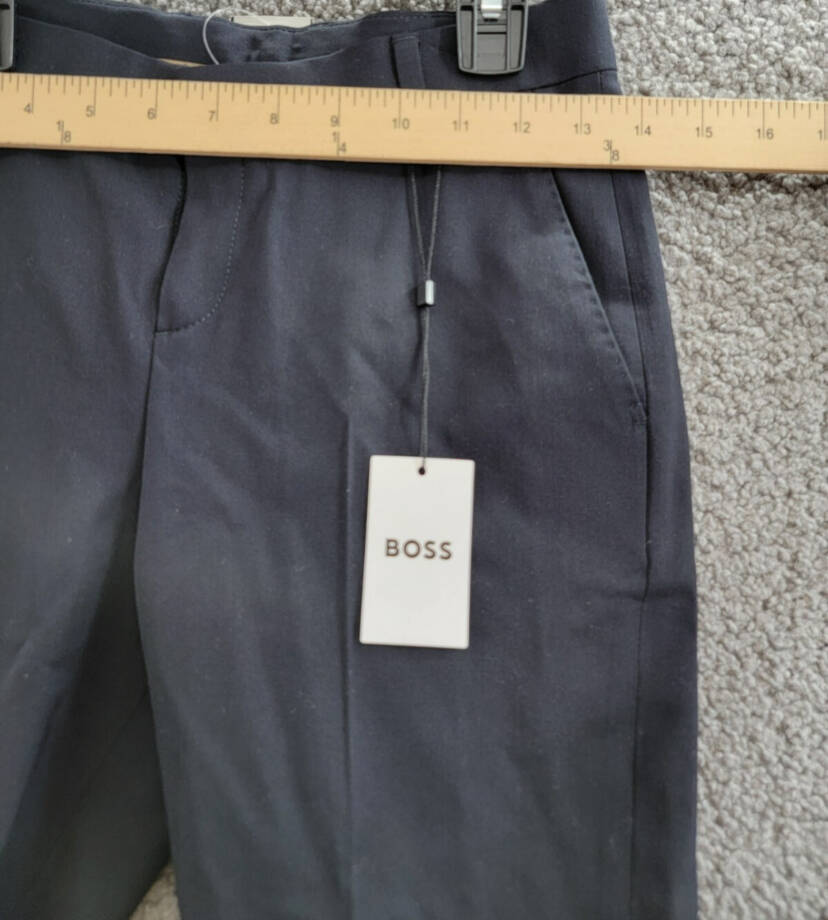 BOSS Ceremony Wool-Blend Pants Boys' 12 Black Side Pockets Button Zip Closure