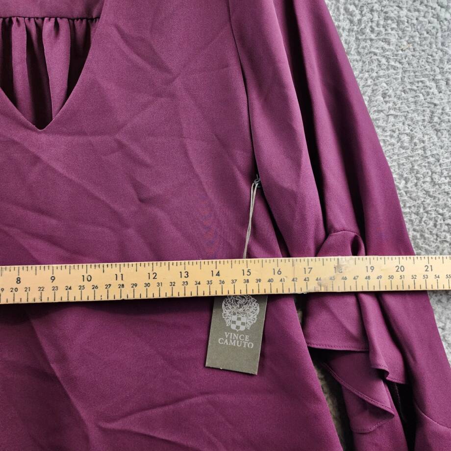 Vince Camuto Chiffon V-Neck Blouse Women's XS Pickled Beet 3/4 Flutter Sleeve