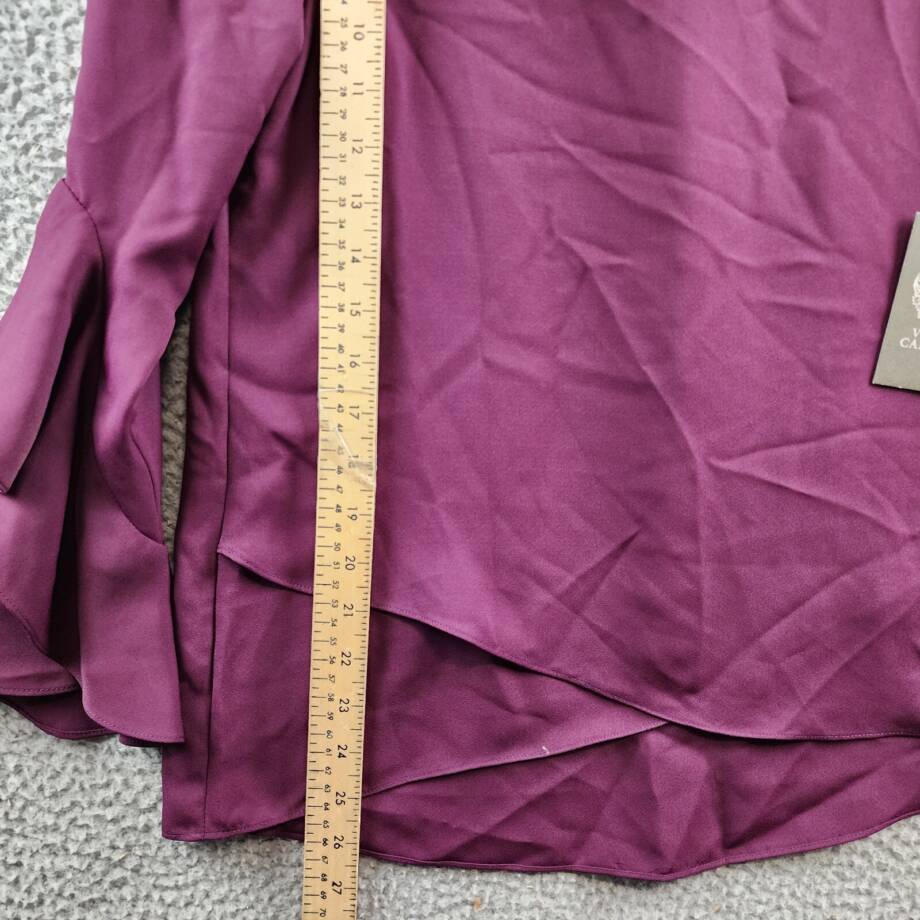 Vince Camuto Chiffon V-Neck Blouse Women's XS Pickled Beet 3/4 Flutter Sleeve