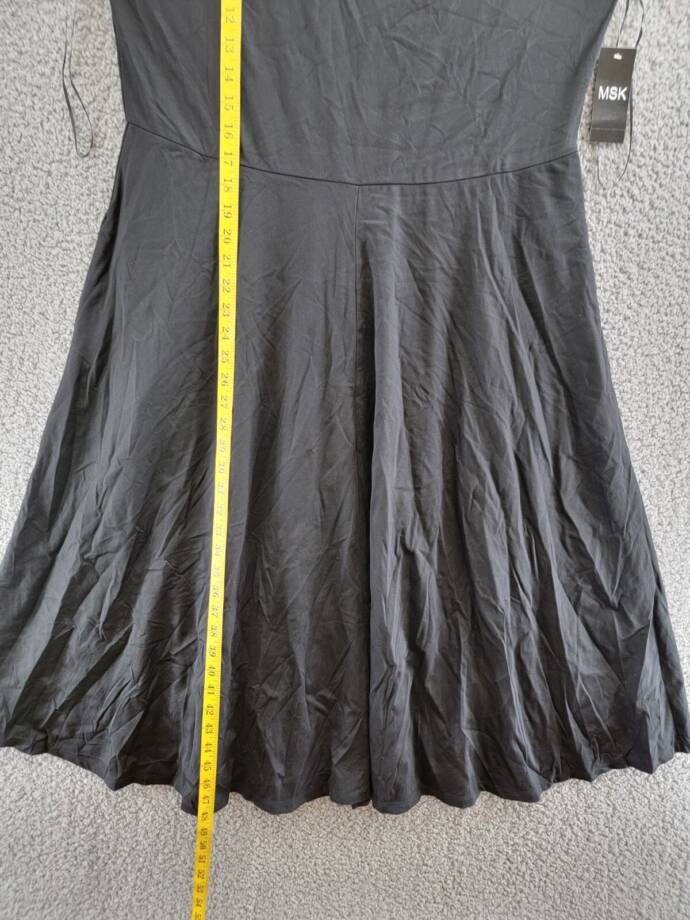 MSK Plus Size Tank Dress Women's 1X Black Double Scoop Neck Sleeveless Pullover