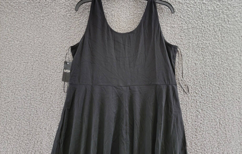 MSK Plus Size Tank Dress Women's 1X Black Double Scoop Neck Sleeveless Pullover