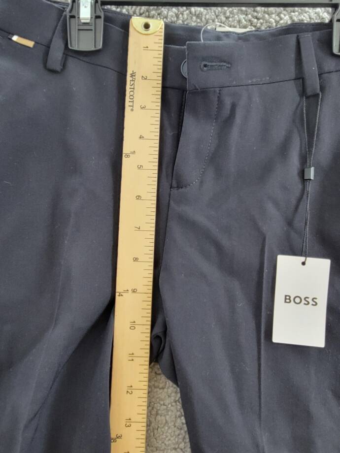 BOSS Ceremony Wool-Blend Pants Boys' 12 Black Side Pockets Button Zip Closure