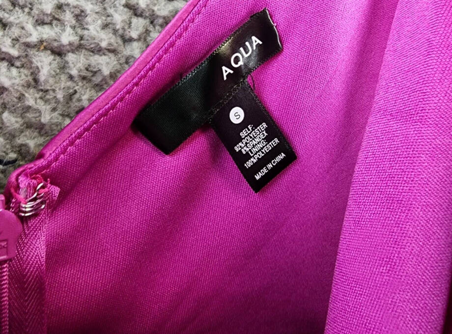 AQUA Drape Front Satin Mini Dress Women's S Fuchsia Crossover V-Neck Sleeveless