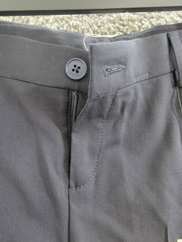 BOSS Ceremony Wool-Blend Pants Boys' 12 Black Side Pockets Button Zip Closure