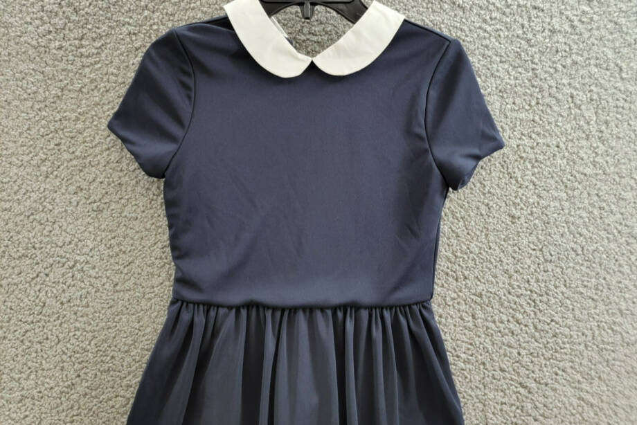 Polo Ralph Lauren Collared Crepe Dress Girls' M (8-10) Navy Button Back S/S