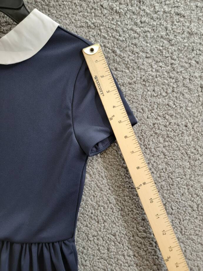 Polo Ralph Lauren Collared Crepe Dress Girls' M (8-10) Navy Button Back S/S