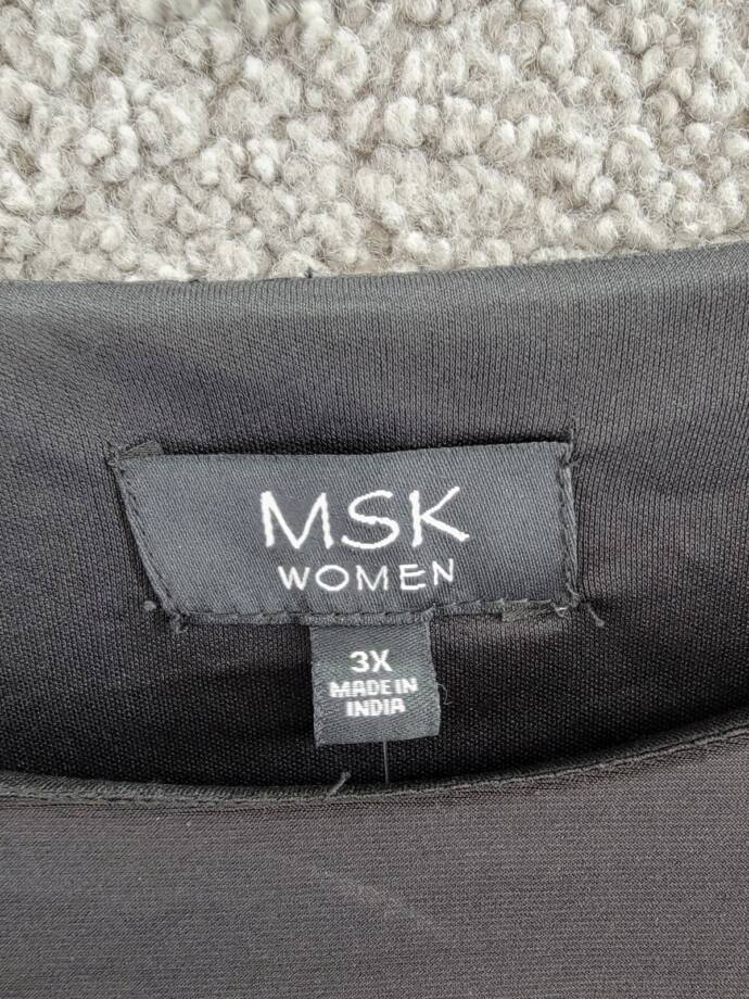 MSK Plus Size Jewel Neck Wear to Work Sheath Dress Women's 3X Black 3/4 Sleeve