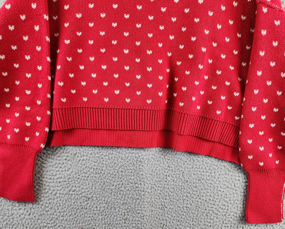 Free People Easy Street Patterned Crop Mock Sweater Women's XS Cherry Cream L/S