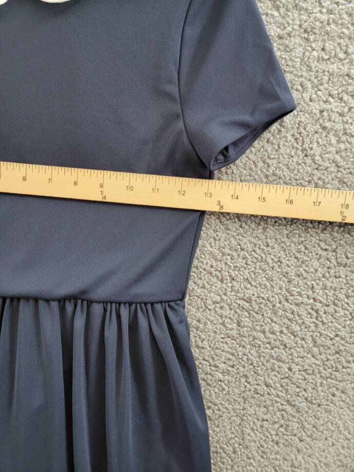 Polo Ralph Lauren Collared Crepe Dress Girls' M (8-10) Navy Button Back S/S