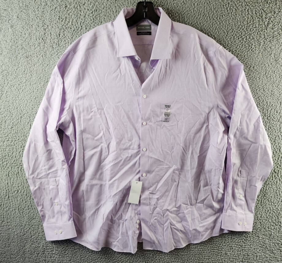 Michael Kors Ultra Wrinkle Free Dress Shirt Men's 2XL 18 36-37 Lilac