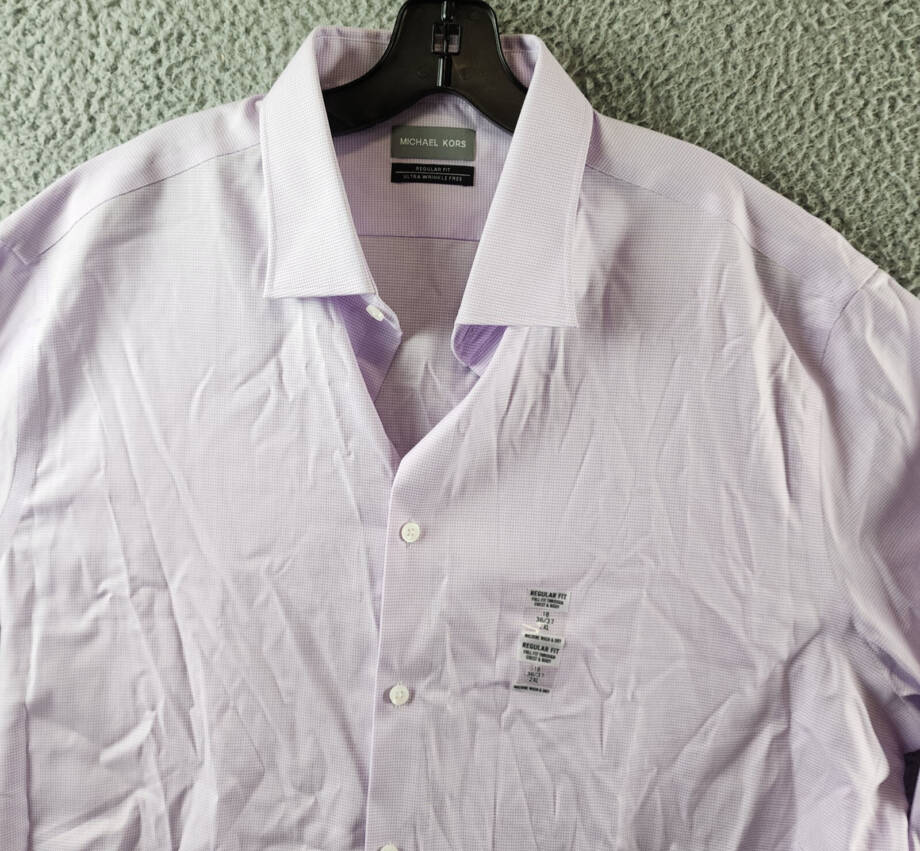 Michael Kors Ultra Wrinkle Free Dress Shirt Men's 2XL 18 36-37 Lilac