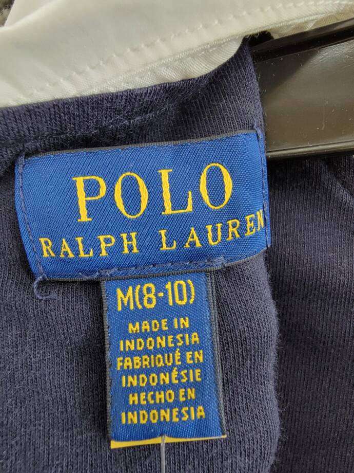 Polo Ralph Lauren Collared Crepe Dress Girls' M (8-10) Navy Button Back S/S