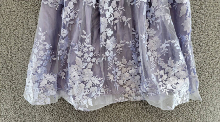 BCX Embroidered Fit & Flare Dress Juniors' 17 Lavender V-Neck Back Zip Closure