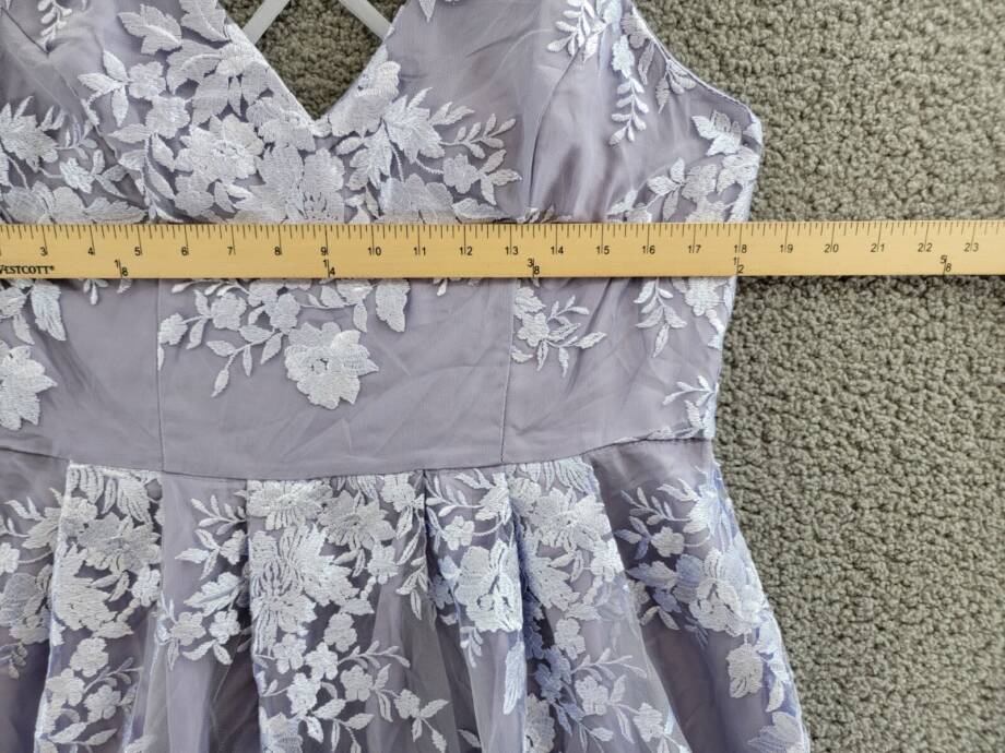 BCX Embroidered Fit & Flare Dress Juniors' 17 Lavender V-Neck Back Zip Closure