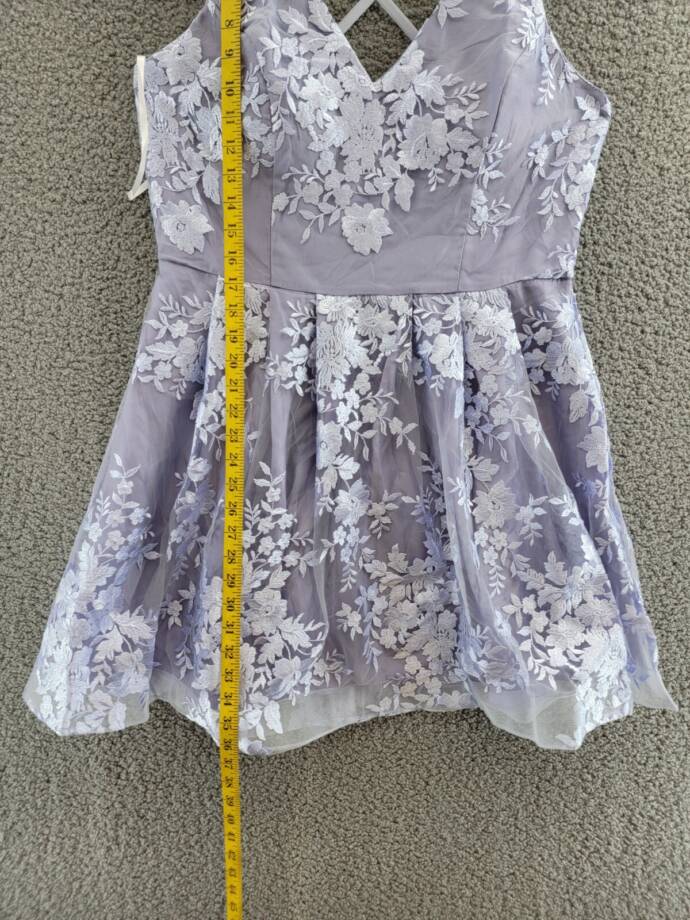 BCX Embroidered Fit & Flare Dress Juniors' 17 Lavender V-Neck Back Zip Closure