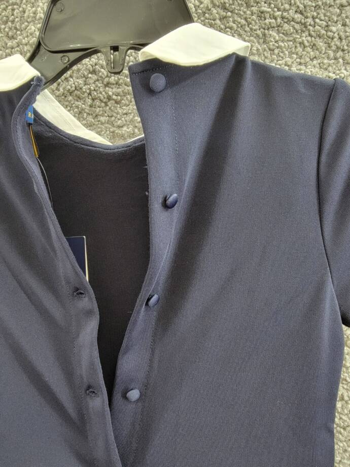 Polo Ralph Lauren Collared Crepe Dress Girls' M (8-10) Navy Button Back S/S