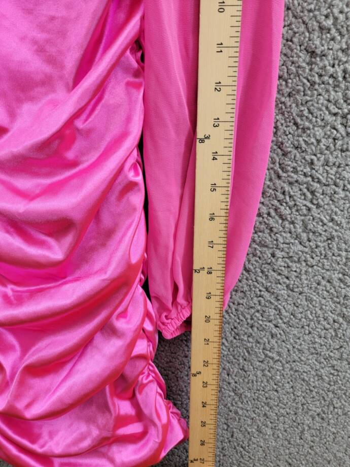 With Jules Long-Sleeve Ruched Dress Girls' L Bright Pink Straight Neck Pullover