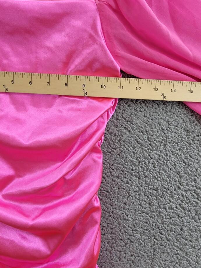 With Jules Long-Sleeve Ruched Dress Girls' L Bright Pink Straight Neck Pullover
