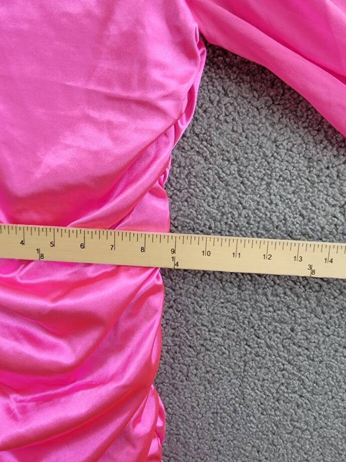 With Jules Long-Sleeve Ruched Dress Girls' L Bright Pink Straight Neck Pullover