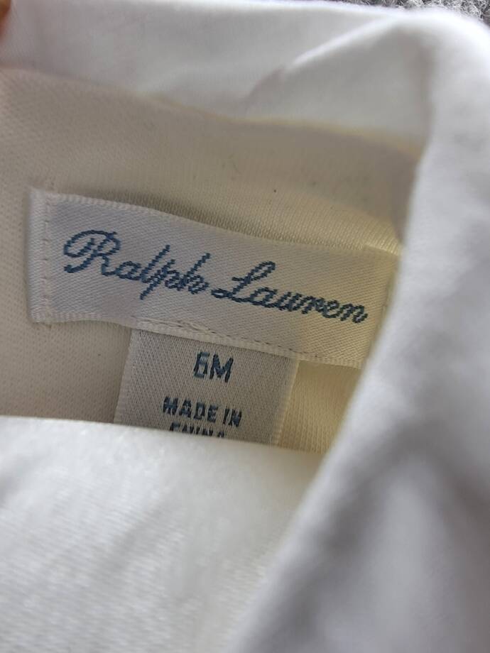 Ralph Lauren Snowflake Smocked Coveralls Baby Girl's 6M White Button Back L/S