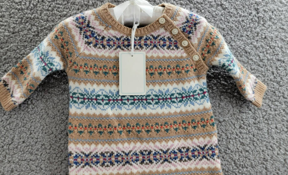 Ralph Lauren Fair Isle Wool Blend Sweater Coveralls Baby Boys' 3-6M Khaki Multi