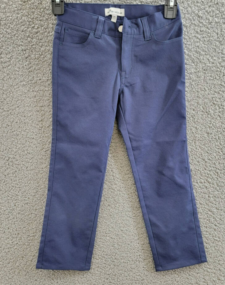 Peter Millar Youth Performance Twill Pants Boys XS (5-6) Navy Button Zip Closure