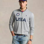 Polo Ralph Lauren Team USA Micro-Dot Mesh Quarter-Zip Sweatshirt Men's XL Gray
