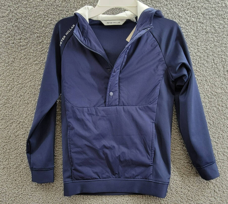 Peter Millar Pursuit Half Snap Zip Hoodie Boys' S Navy Side Pockets Long Sleeve