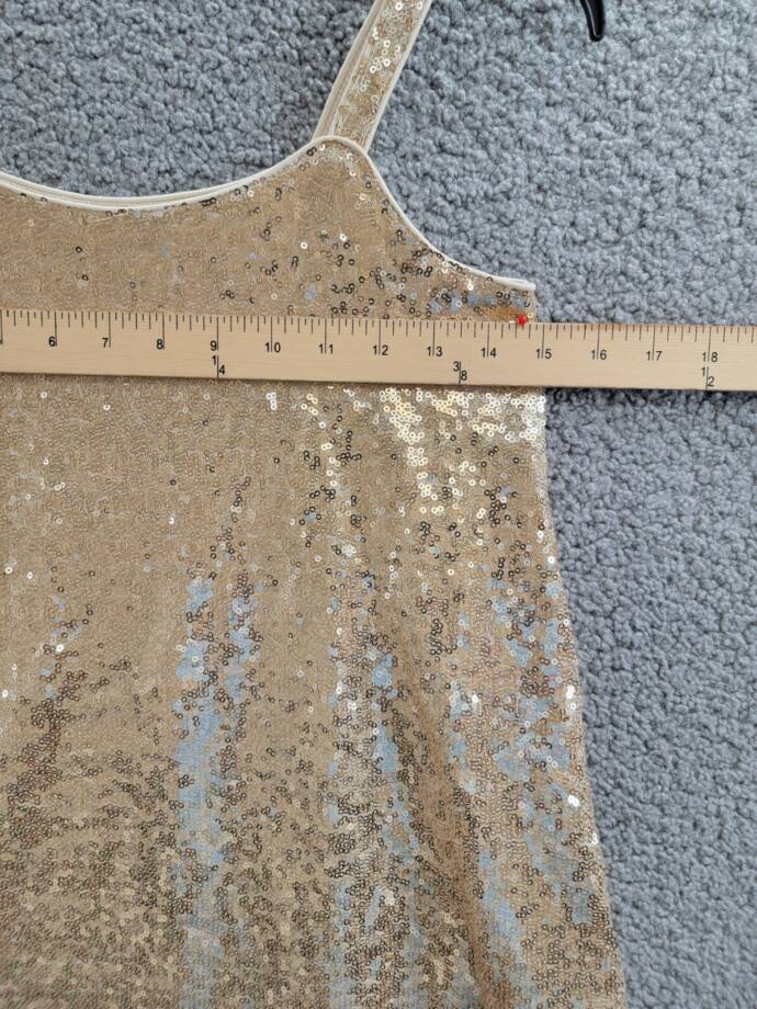 With Jules Sleeveless Sequin Swing Dress Big Girl XL Gold Straight Neck Pullover