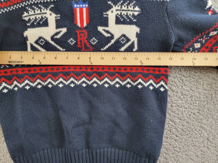 Polo Ralph Lauren Reindeer Wool Blend Shawl Sweater Boys' M (10-12) Navy Multi