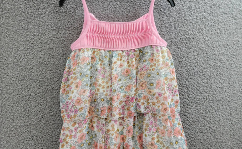 REISS Leela Jr Floral Dress Girls 11-12Y Pink Multi Ruffled Square Neck Pullover