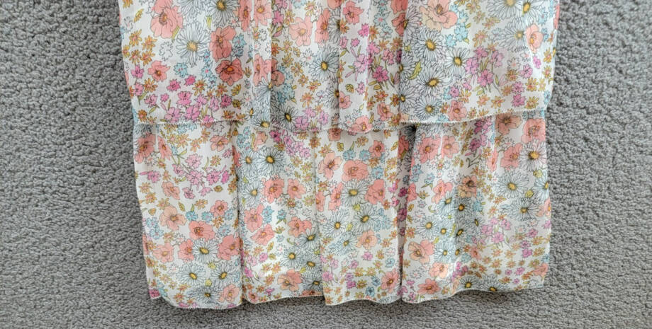 REISS Leela Jr Floral Dress Girls 11-12Y Pink Multi Ruffled Square Neck Pullover