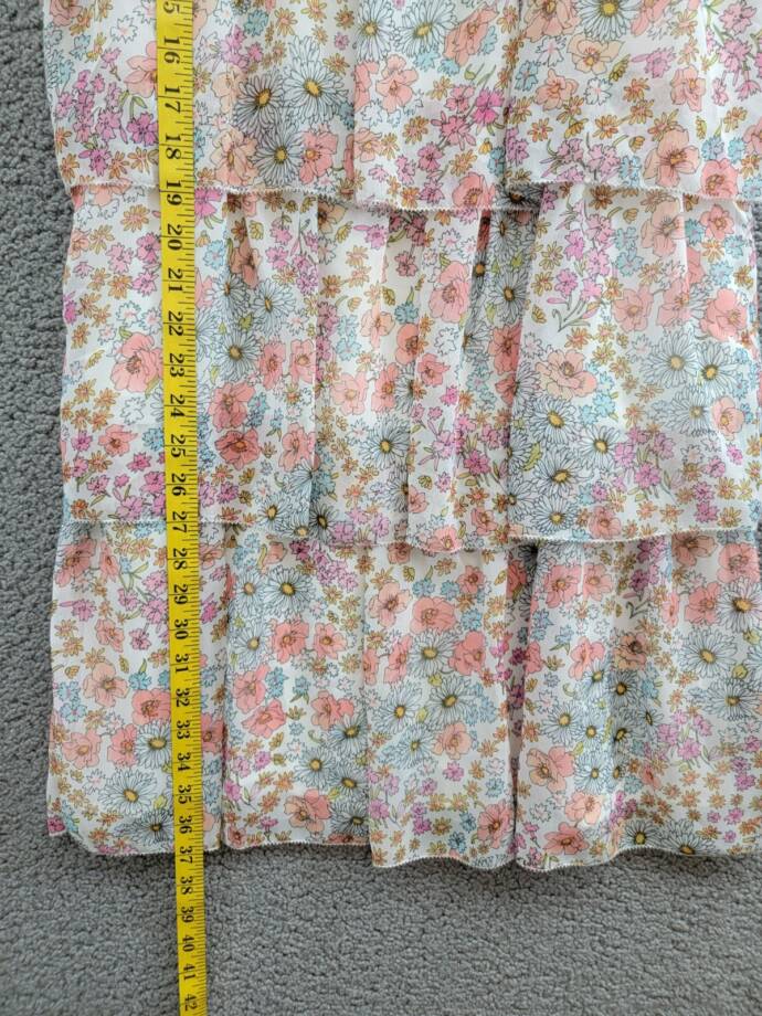 REISS Leela Jr Floral Dress Girls 11-12Y Pink Multi Ruffled Square Neck Pullover