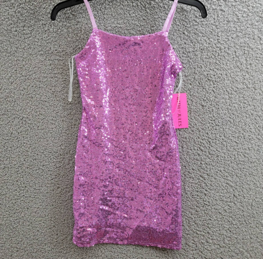 With Jules Sleeveless Sequin Bodycon Dress Big Girls L Lilac Round Neck Pullover