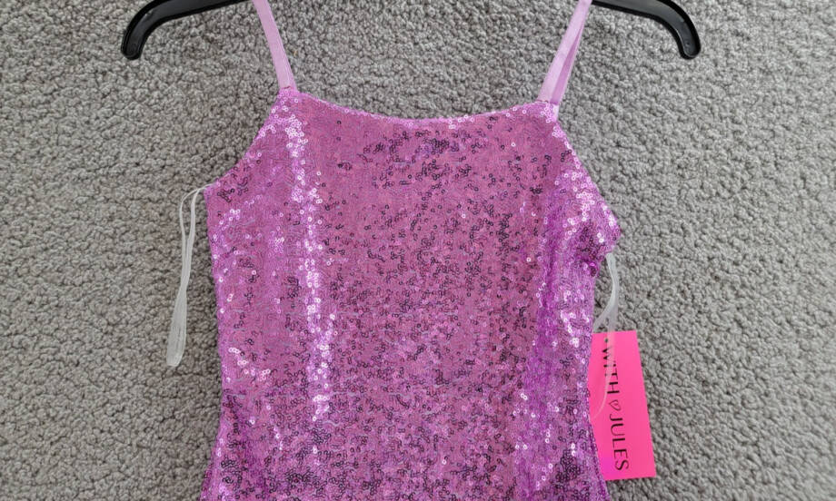 With Jules Sleeveless Sequin Bodycon Dress Big Girls L Lilac Round Neck Pullover