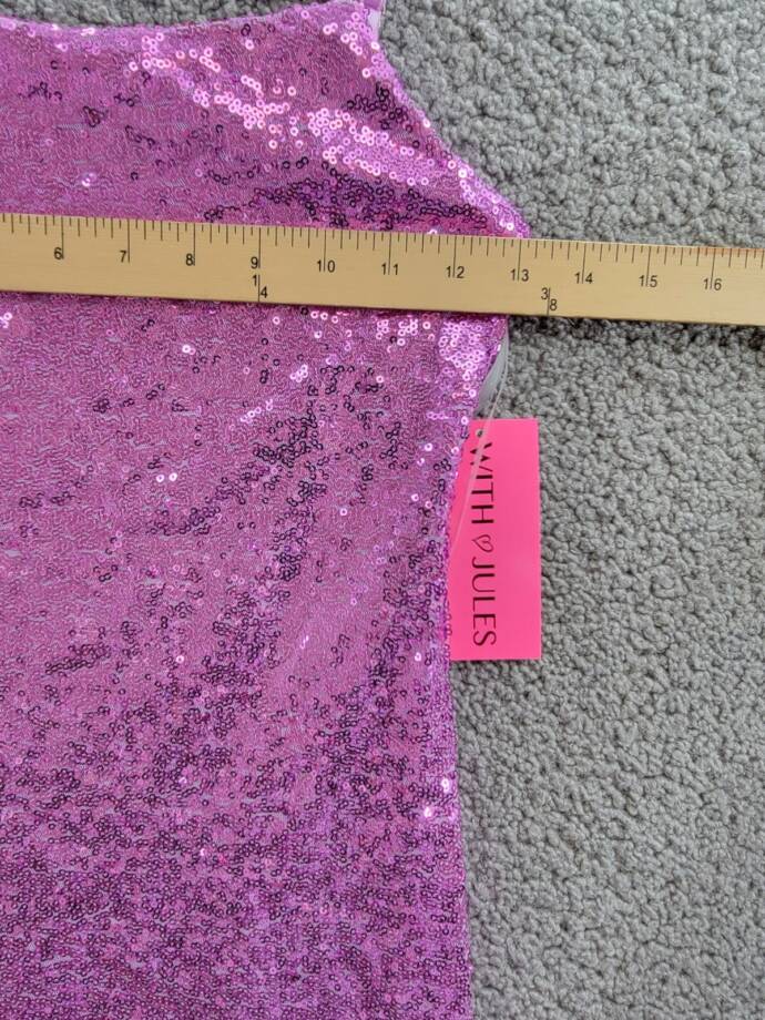 With Jules Sleeveless Sequin Bodycon Dress Big Girls L Lilac Round Neck Pullover