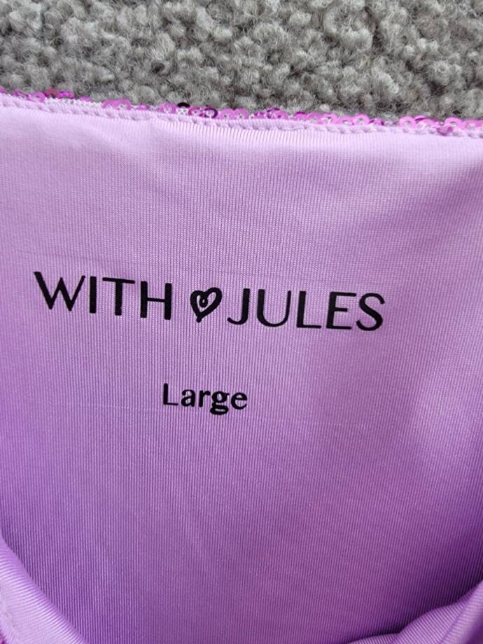 With Jules Sleeveless Sequin Bodycon Dress Big Girls L Lilac Round Neck Pullover